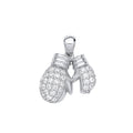 Silver CZ Boxing Gloves Drop Pendant