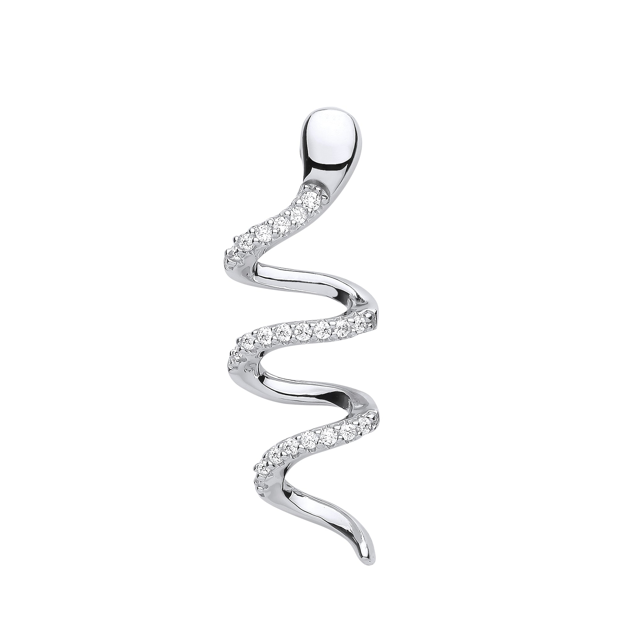 Silver Snake CZ Drop Pendant