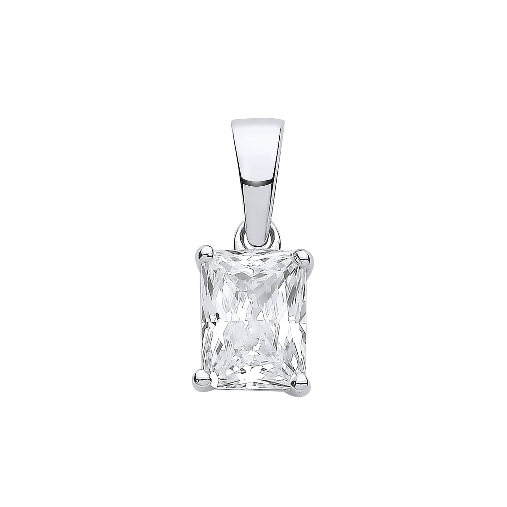 Silver CLEAR CZ Emerald Cut Pendant