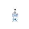 Silver BLUE CZ Emerald Cut Pendant