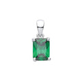 Silver GREEN CZ Emerald Cut Pendant