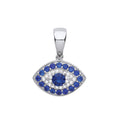 Silver Evil Eye Blue CZs Pendant