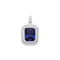 Silver Blue Octagon CZ Pendant