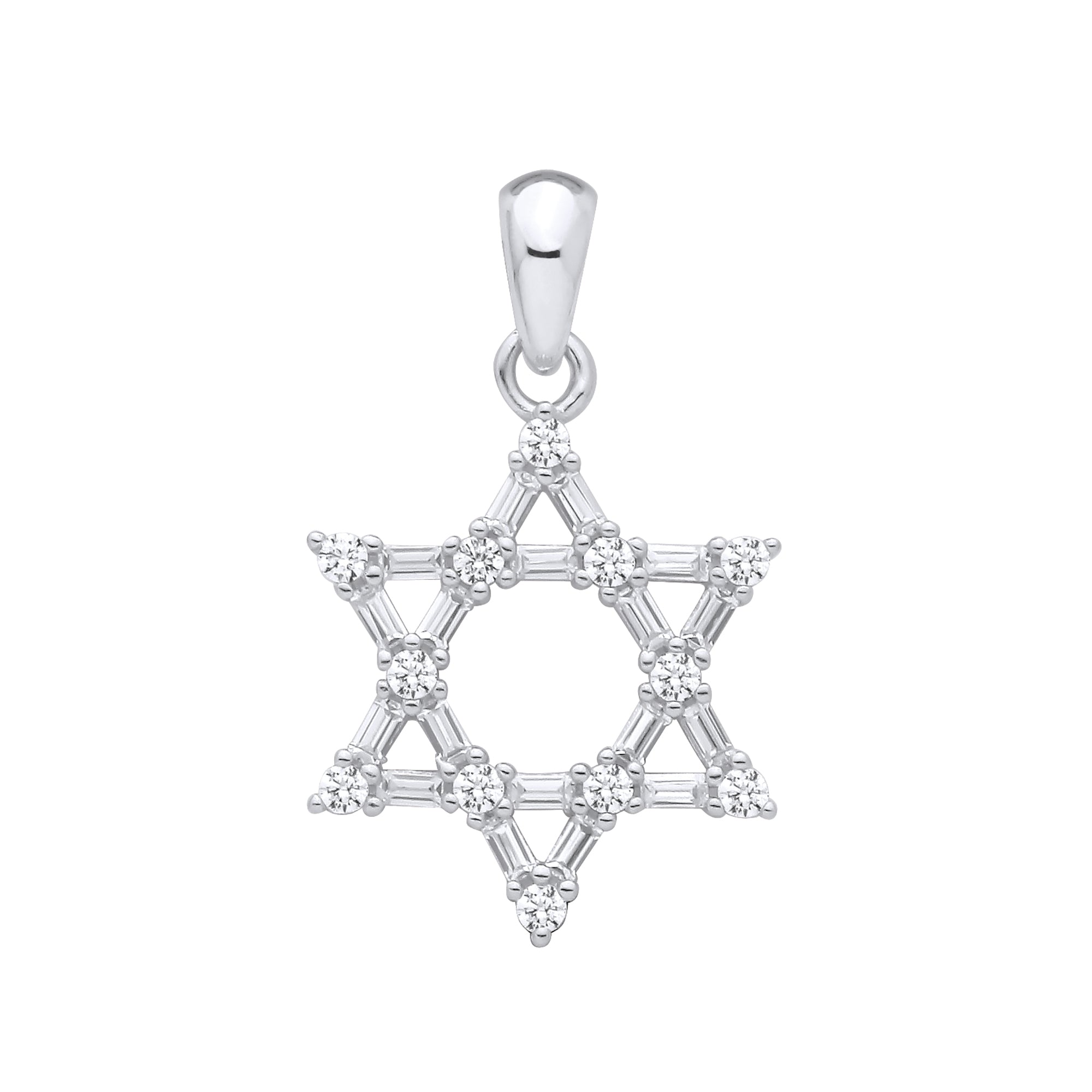 Silver CZs Star of David Pendant