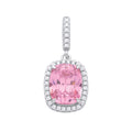 Silver Pink Cushion cut CZ Pendant