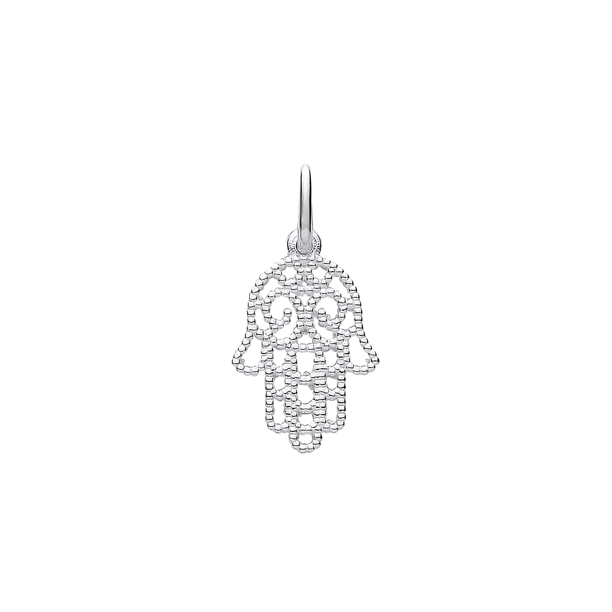Silver Hamsa Hand Beaded Pendant