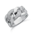 Silver Cz Chain Link Ring