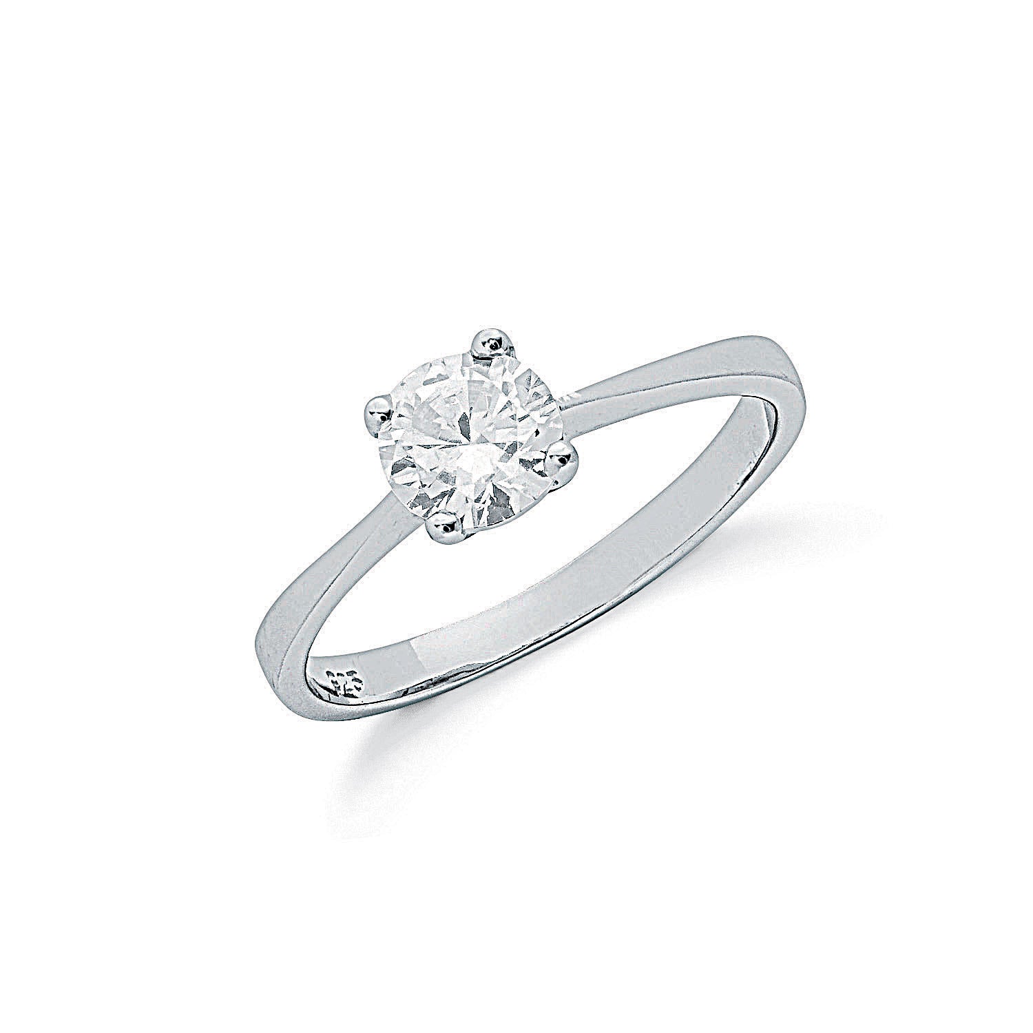 Silver Claw Set Cz Solitaire Ring