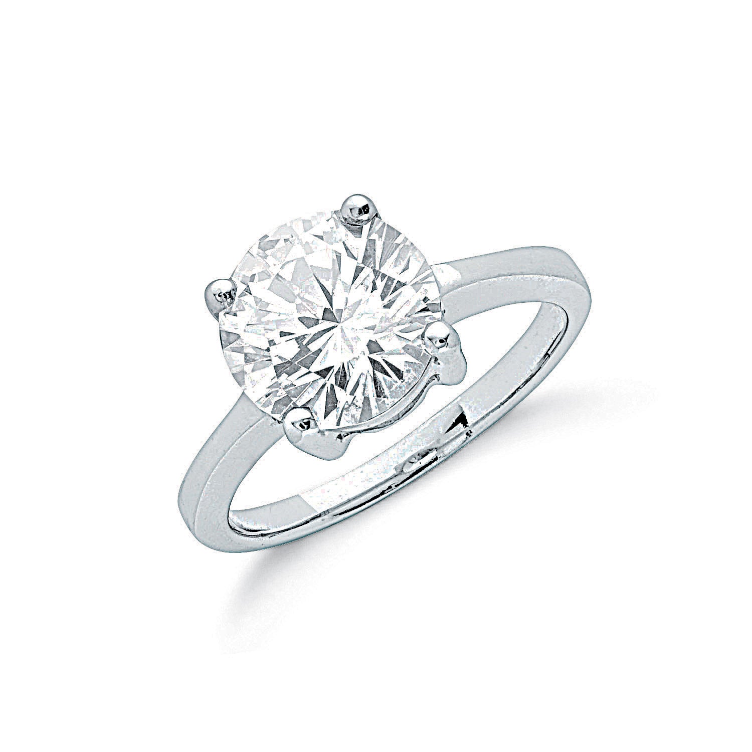 Silver Claw Set Cz Solitaire Ring
