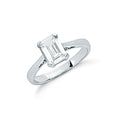 Silver Claw Set Emerald Cut Cz Solitaire Ring