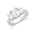 Silver Claw Set Emerald Cut Cz Trilogy Ring