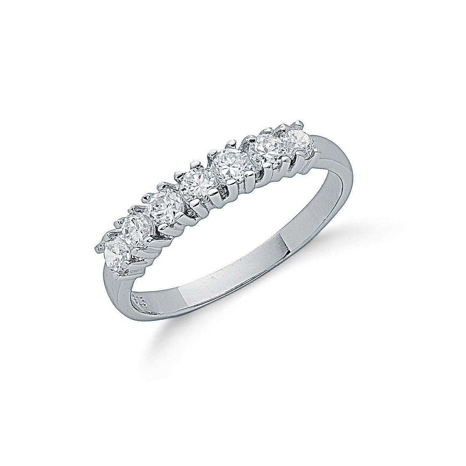 Silver Claw Set Cz Half Eternity Ring