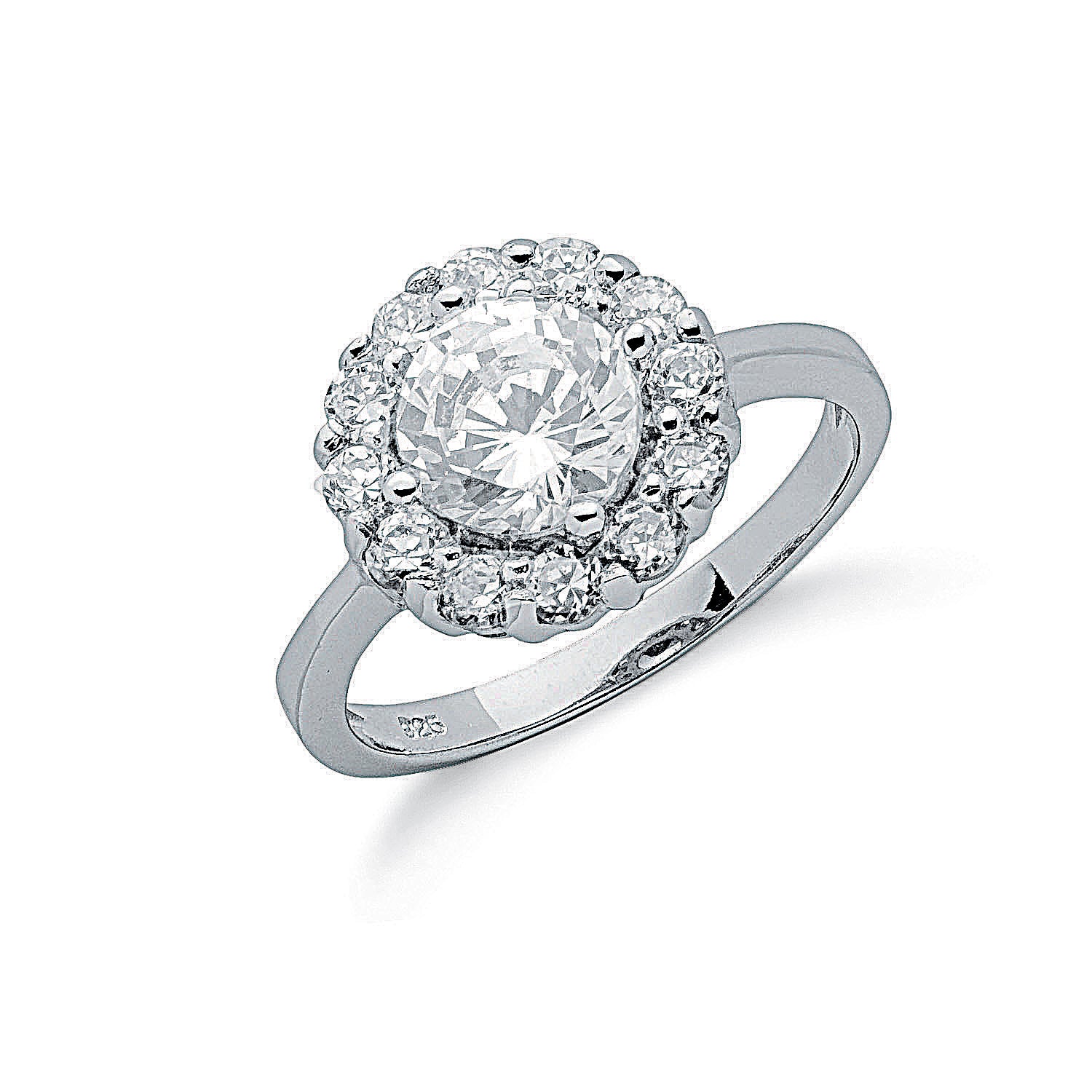 Silver Claw Set Cz Cluster Ring