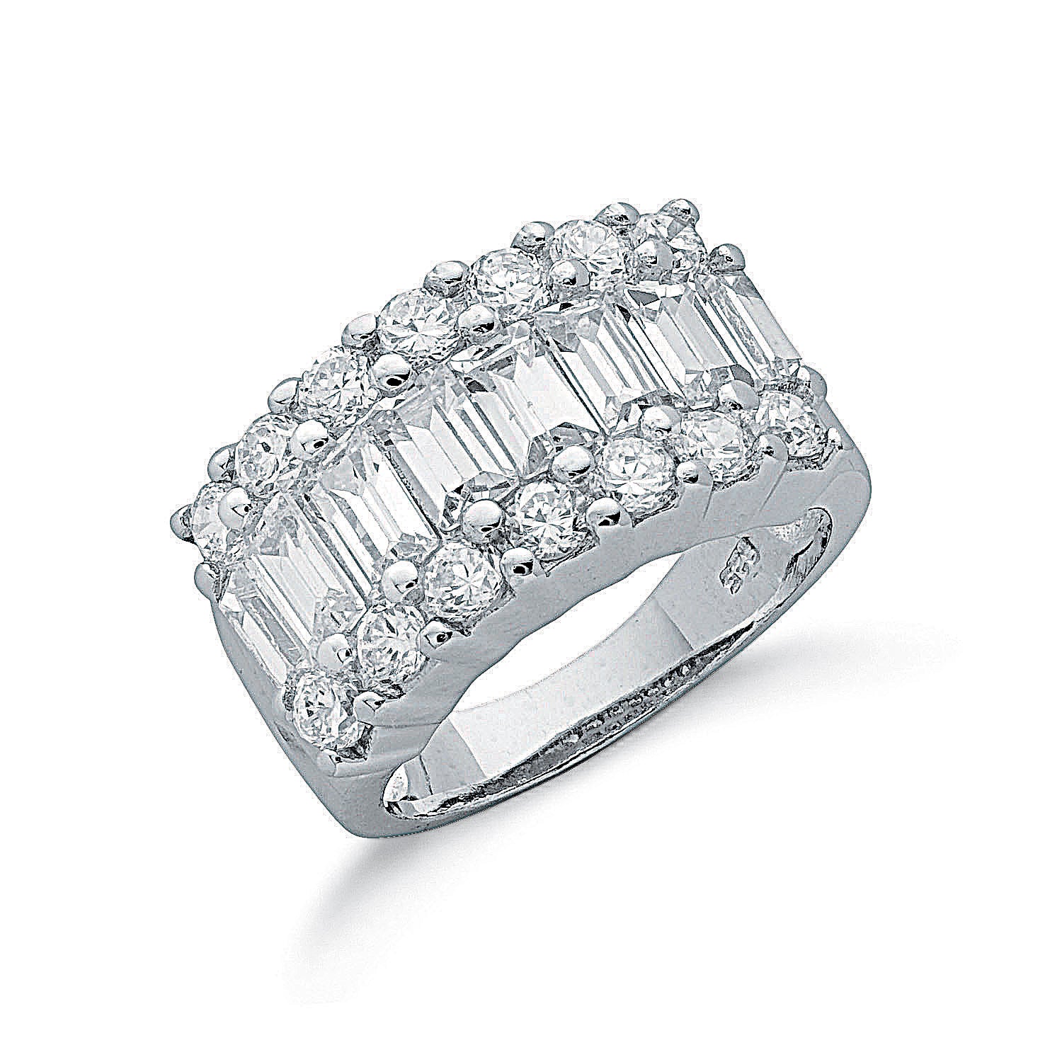 Silver Fancy Cz Half Eternity Ring