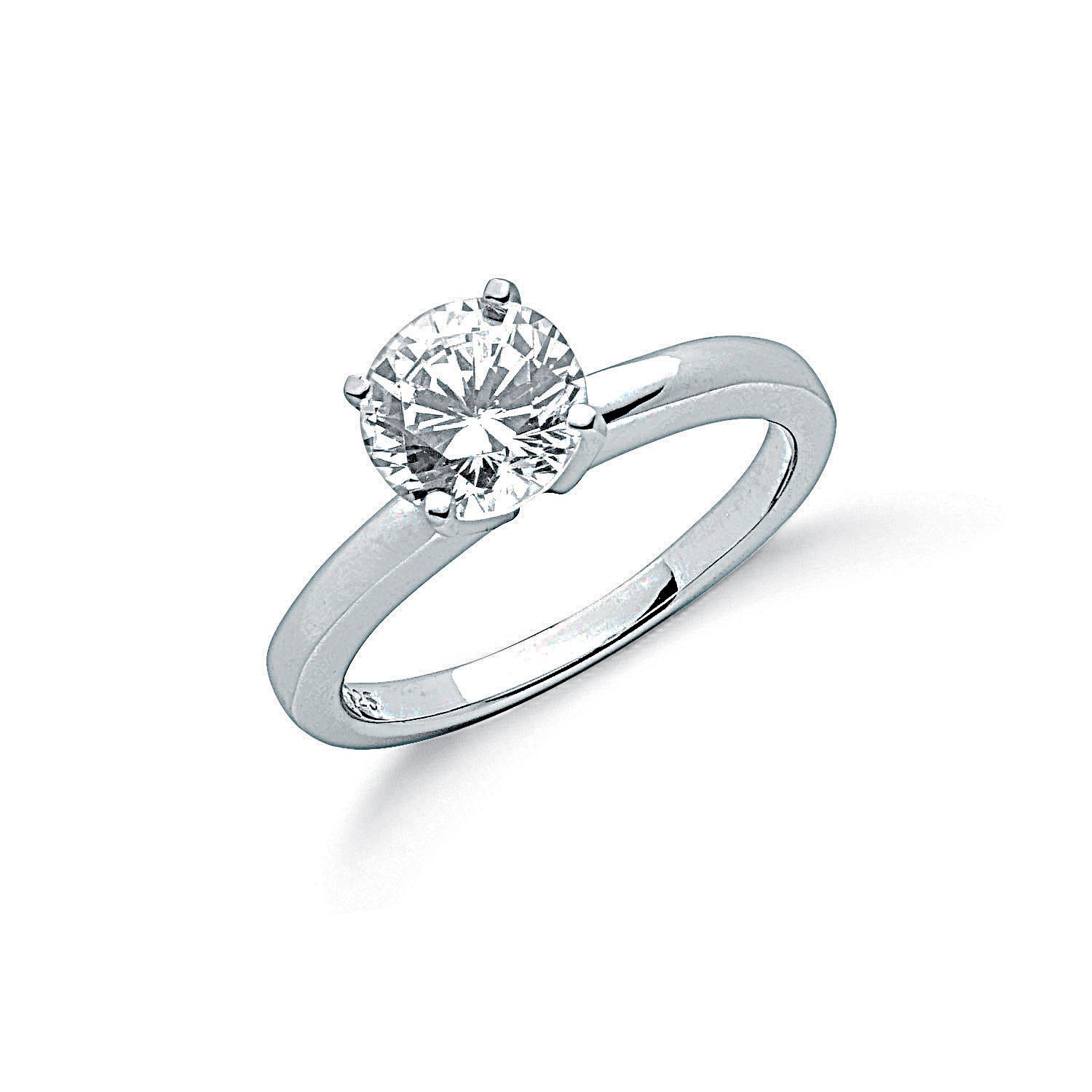Silver Claw Set Cz Solitaire Ring