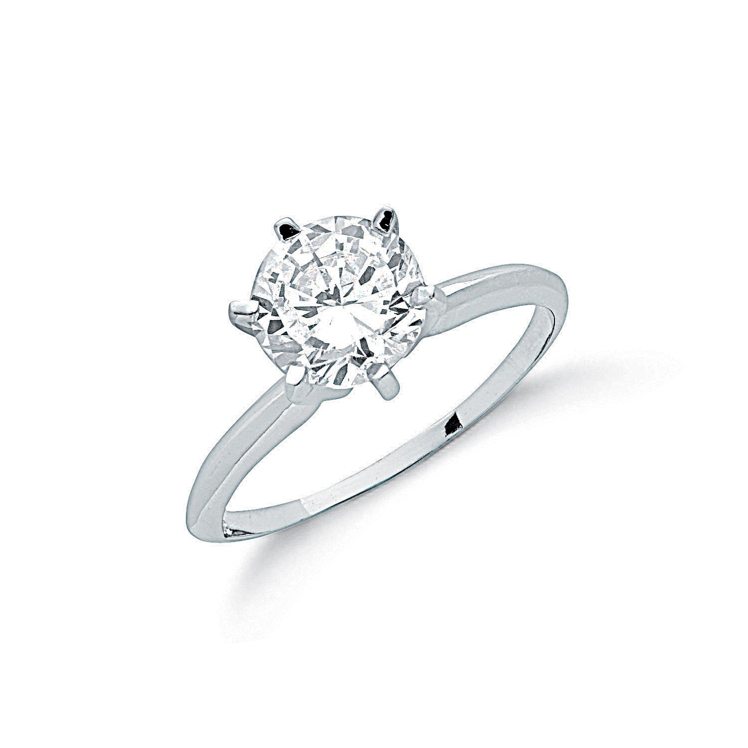 Silver Claw Set Cz Solitaire Ring