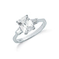 Silver Claw Set Emerald Cut Cz Solitaire Ring