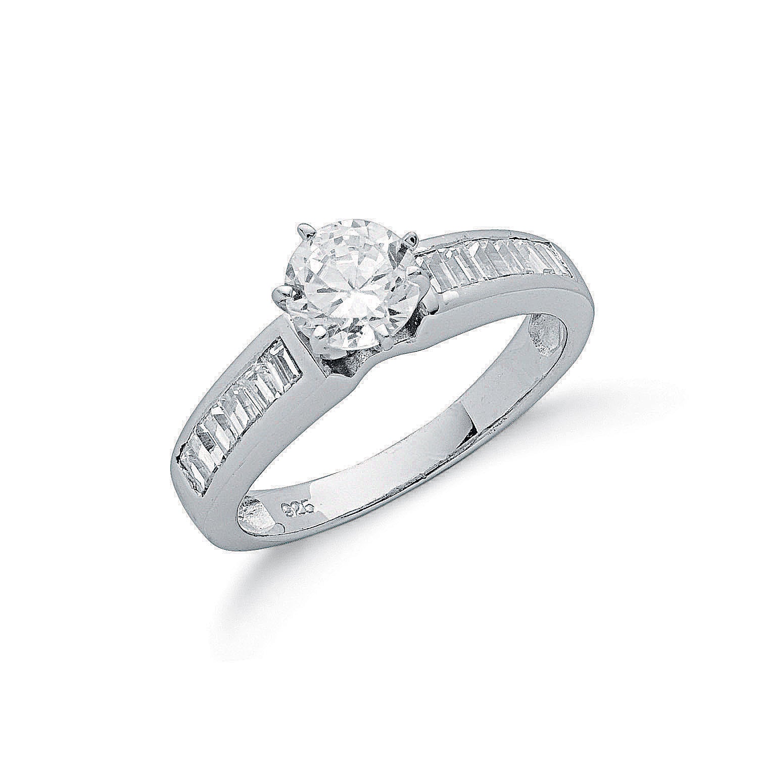 Silver Claw Set Cz Solitaire Ring