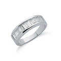 Silver Channel Set Baguette Cut Cz Half Eternity Ring
