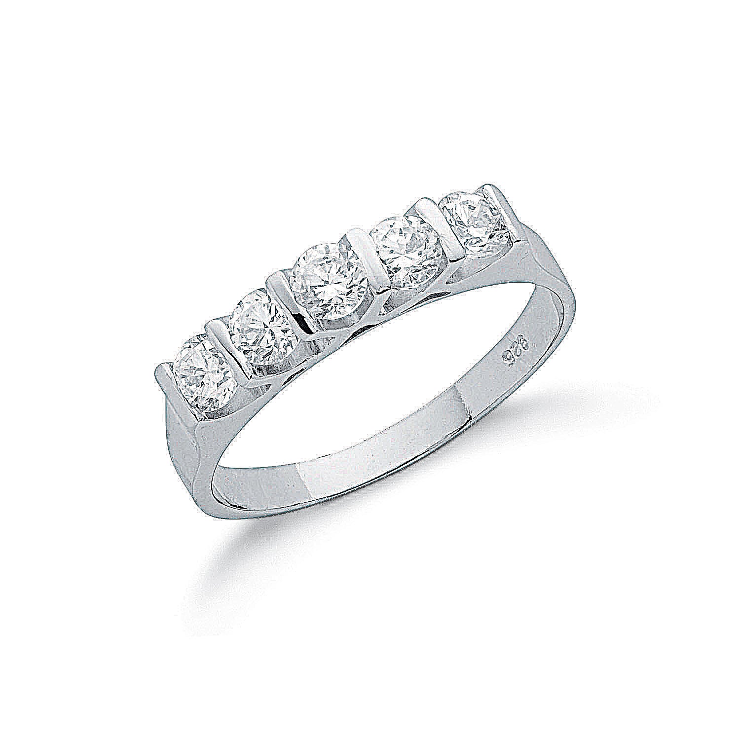 Silver Fancy Cz Half Eternity Ring