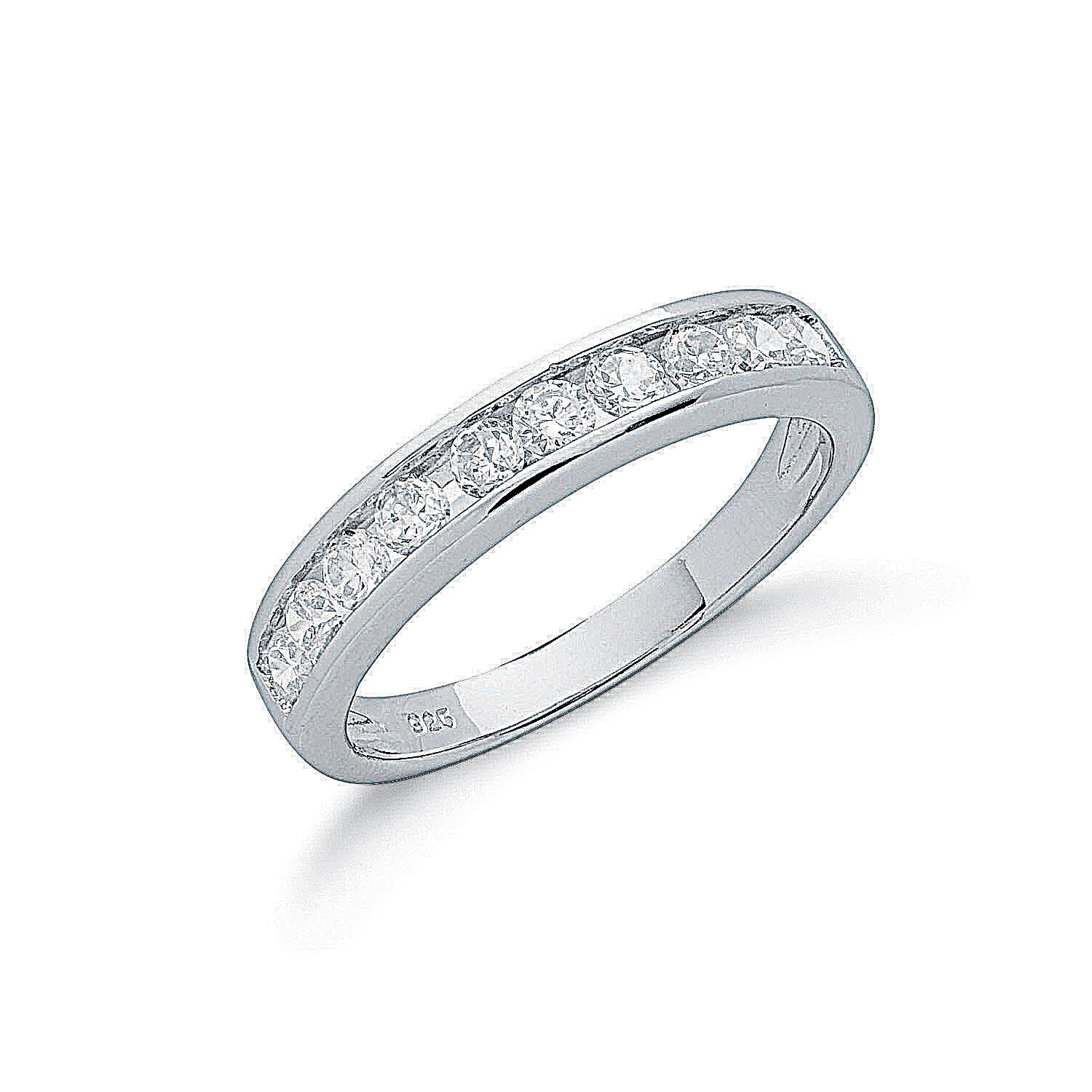 Silver Channel Set Cz Half Eternity Ring