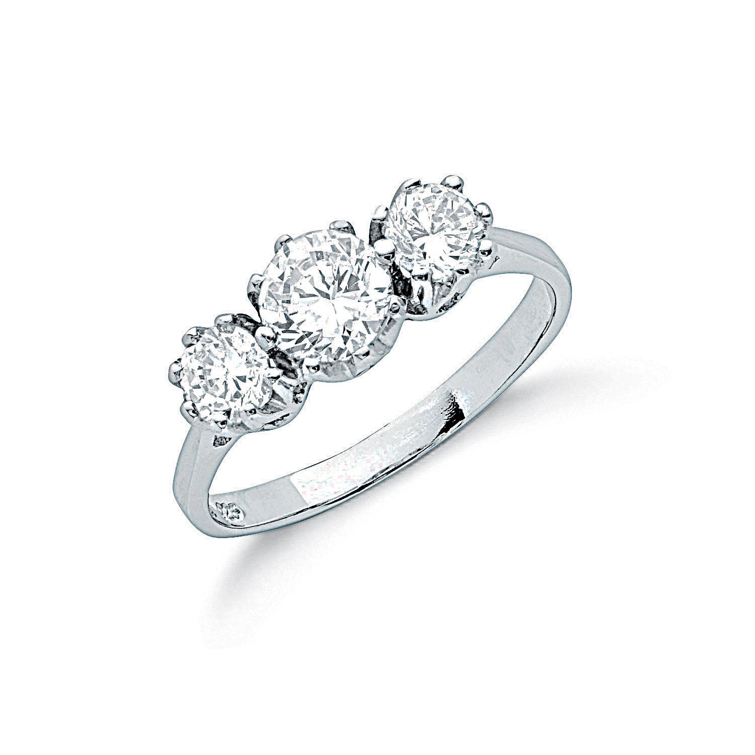 Silver Claw Set Cz Trilogy Ring