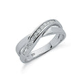 Silver Cross Over Cz Ring