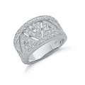 Silver Fancy Pave Set Cz Ring
