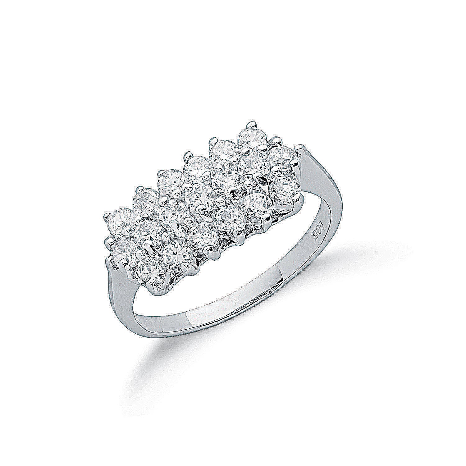 Silver Claw Set Cz Cluster Ring