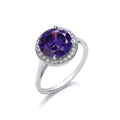 Silver Purple Cz Cluster Ring