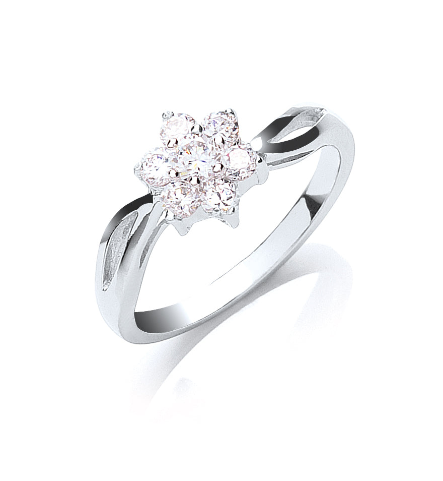 Silver Cz Cluster Ring