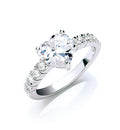Silver Claw Set Heart Cz Solitaire Ring