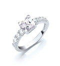 Silver Claw Set Princess Cut Cz Solitaire Ring