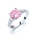 Silver Claw Set Pink Cz Solitaire Ring