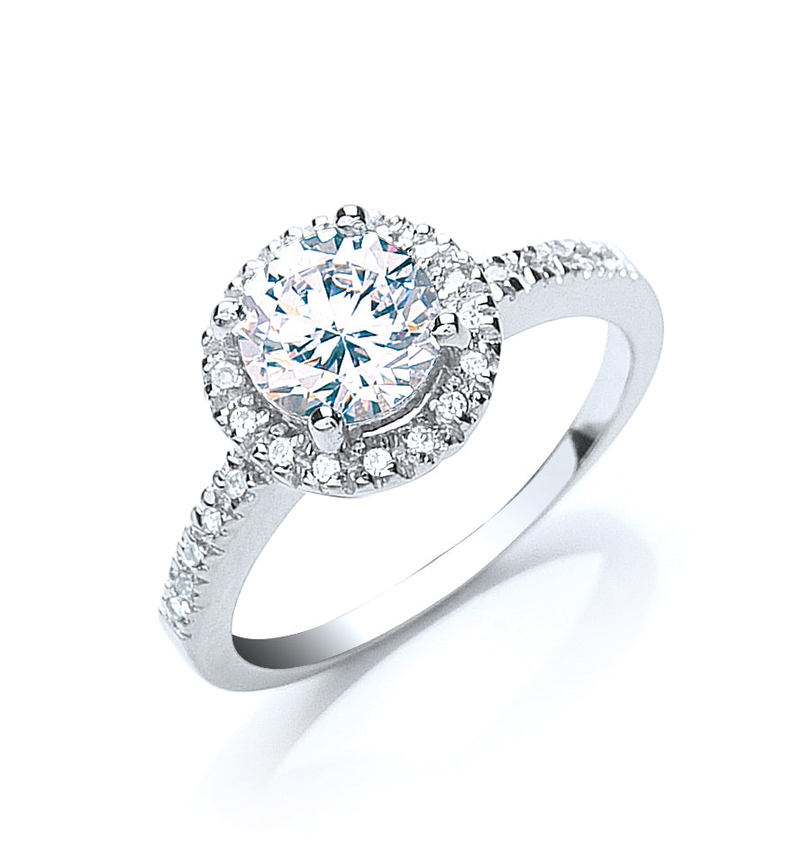 Silver Claw Set Cz Solitaire Ring