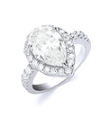 Silver Claw Set Pear Shape Centre Cz Ring