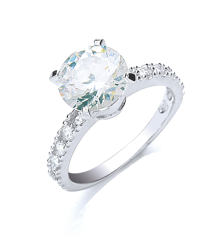 Silver Claw Set Cz Solitaire Ring
