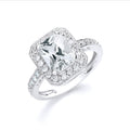 Silver Emerald Cut with Cz Surrounding & Shoulders Ring