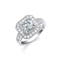 Silver Round Cut with Cz Surrounding & Shoulders Ring