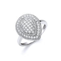 Silver Cluster Teardrop Shape Cz's Ring