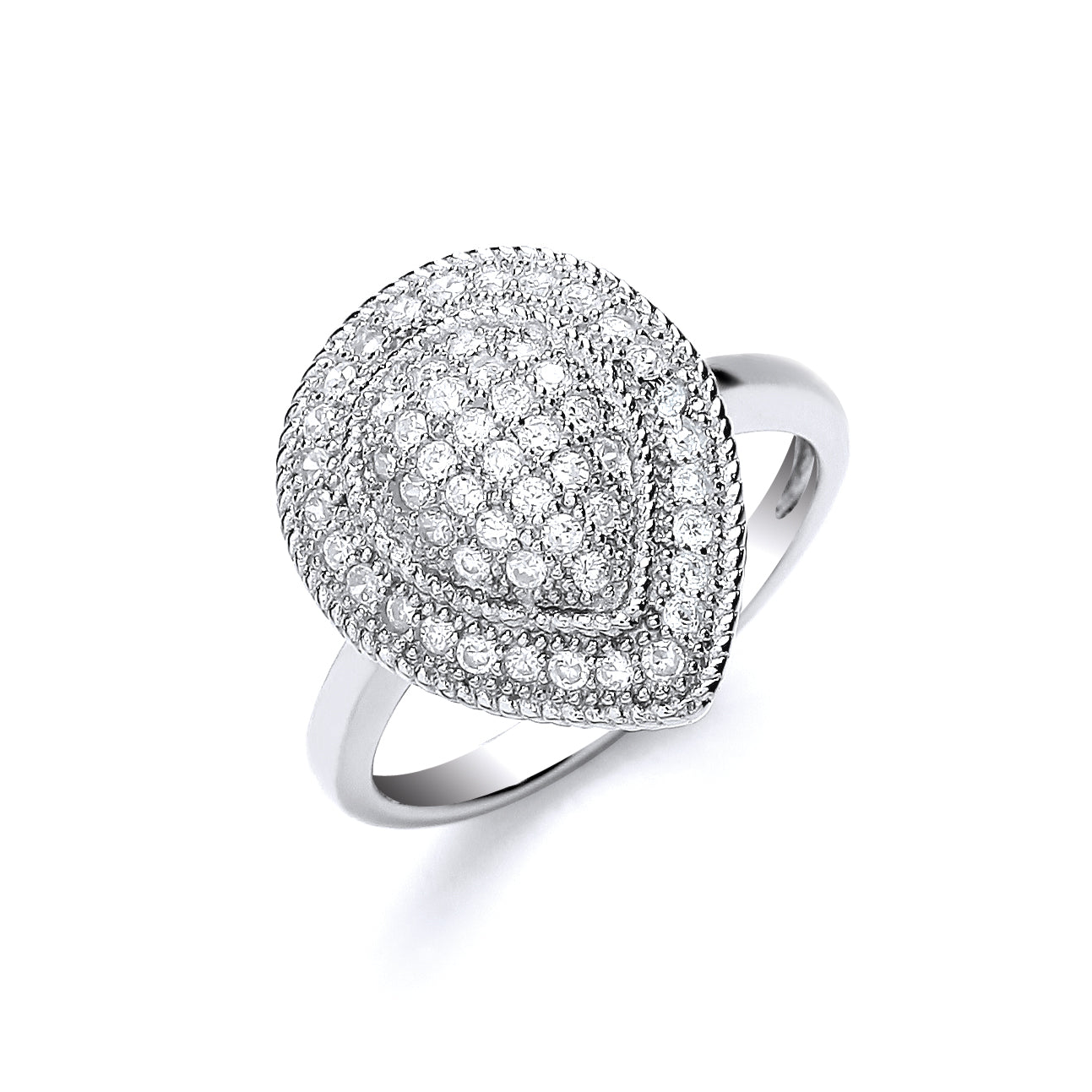 Silver Cluster Teardrop Shape Cz's Ring