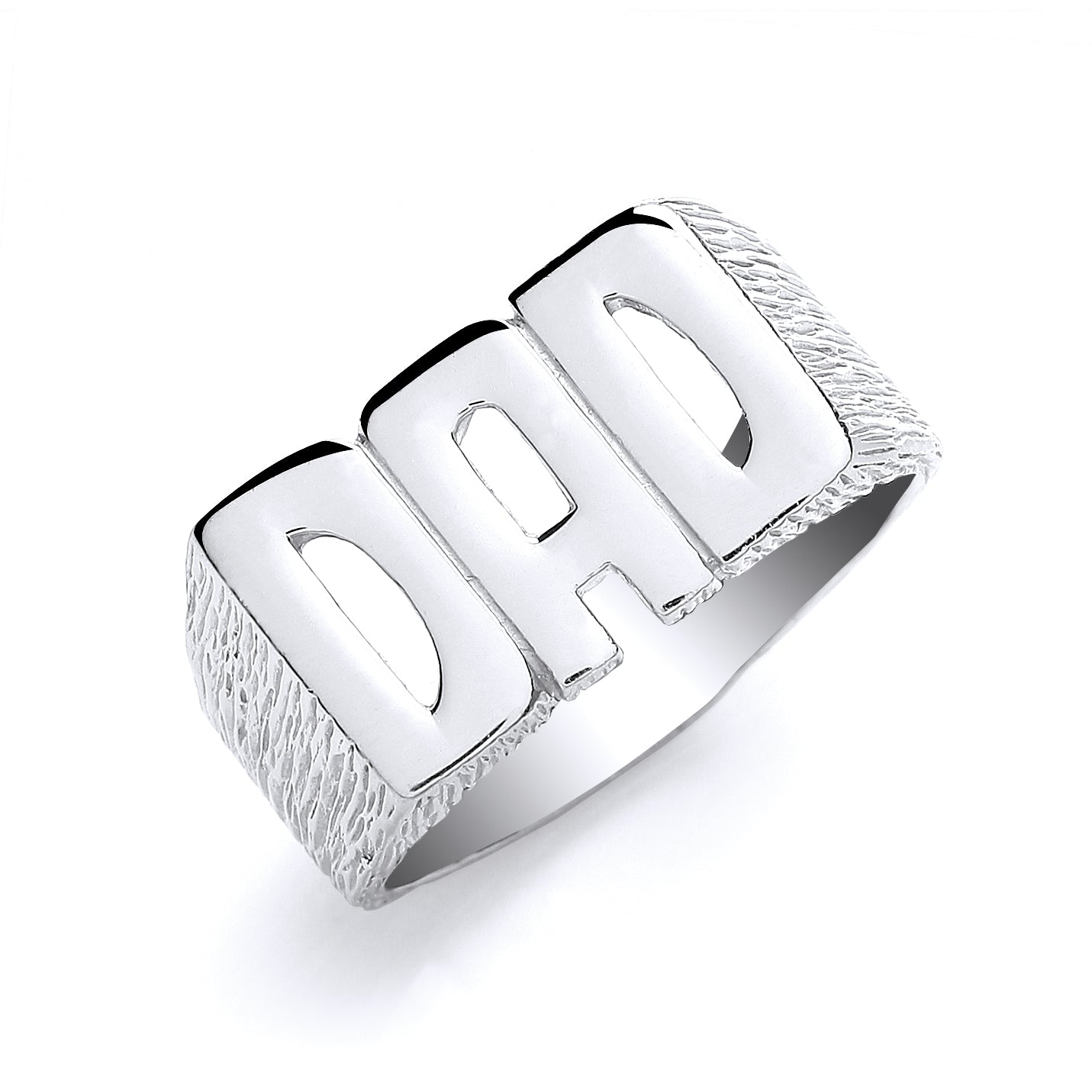Silver DAD Barked Side Ring