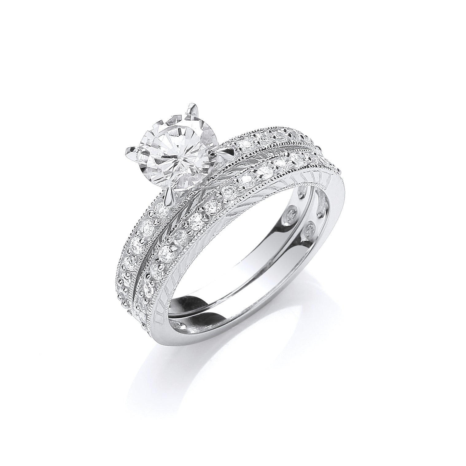 Silver Bridal Set Cz Rings