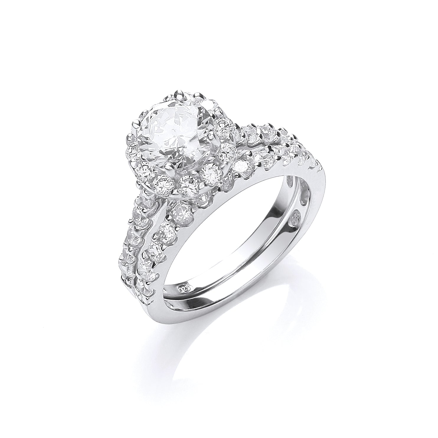 Silver Bridal Set Cz Rings