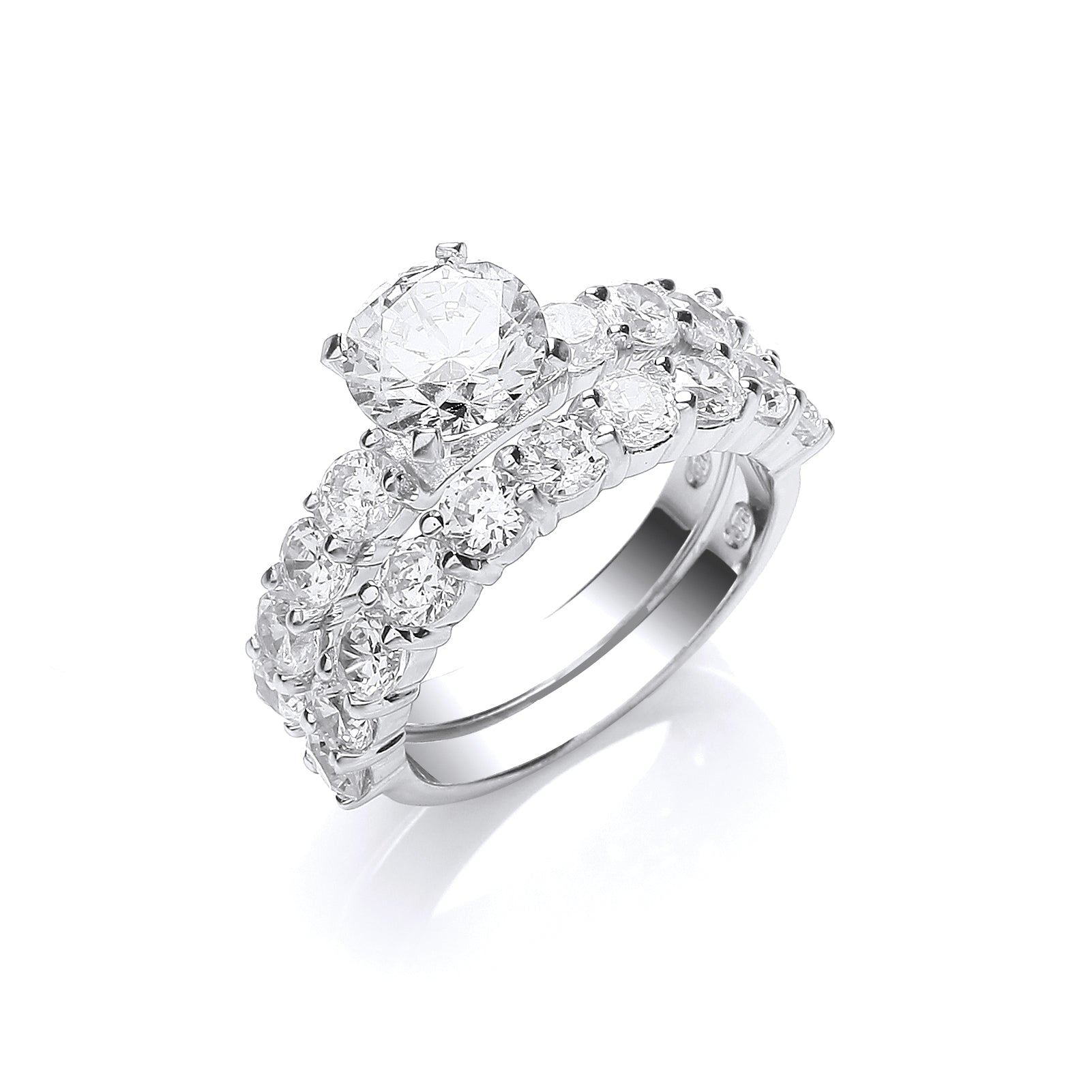 Silver Bridal Set Cz Rings