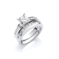 Silver Bridal Set Cz Princess Cut Rings