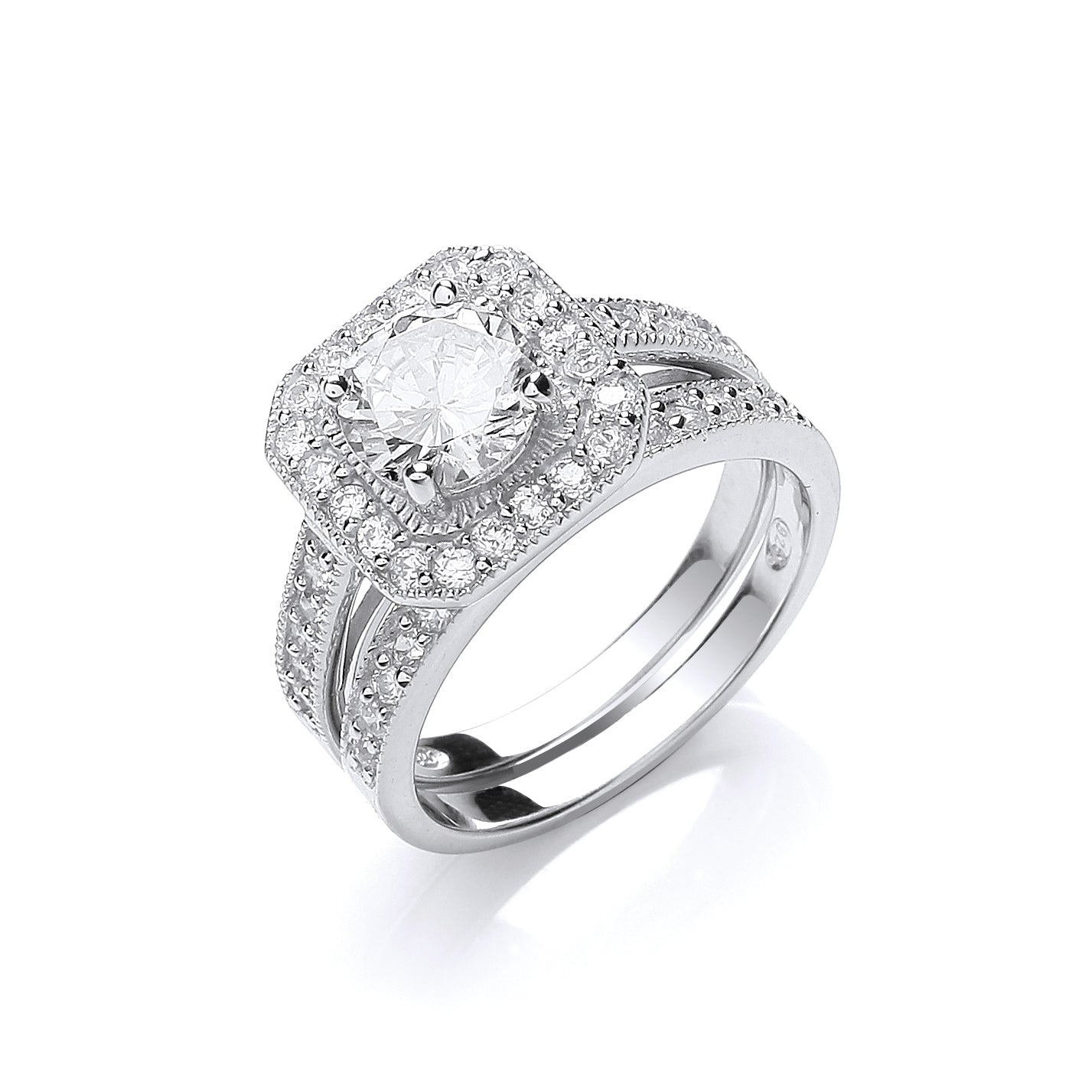 Silver Bridal Set Cz Rings