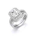 Silver Bridal Set Cz Emerald Cut Centre Rings