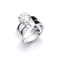 Silver CZ Solitaire Bridal Set Rings