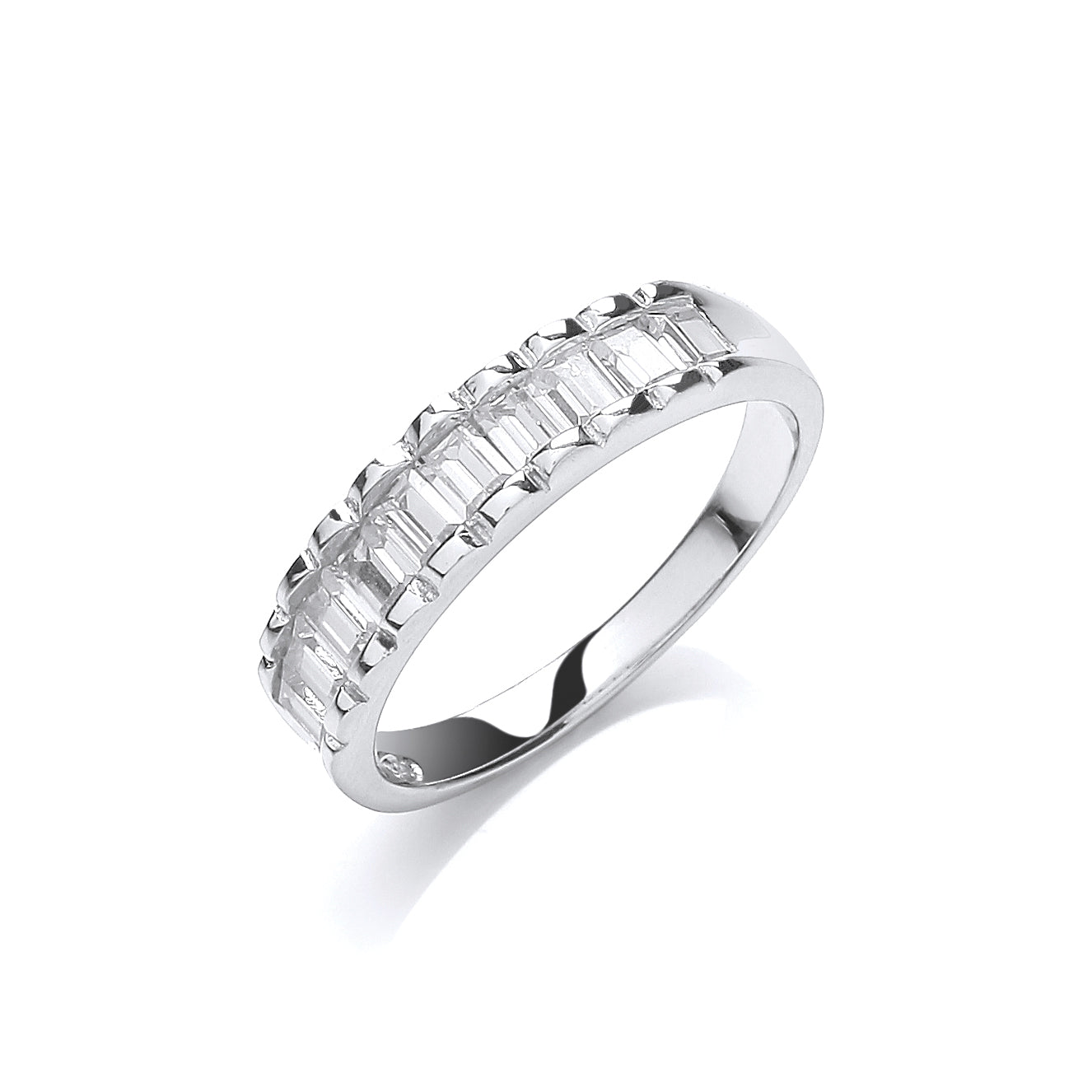 Silver 10 Baguettes Cz Half ET Ring